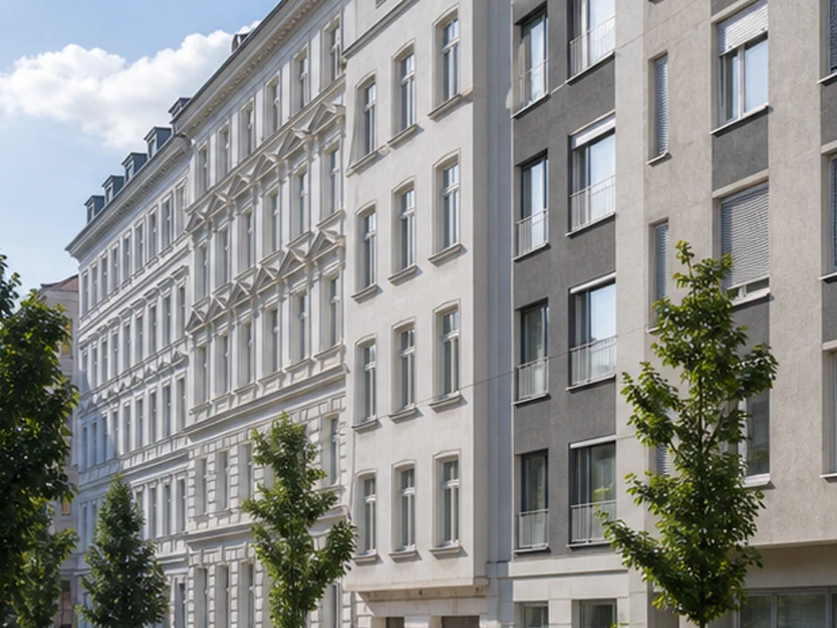 Wiener Wohnstraße mit Gebäuden verschiedener Bauzeiten